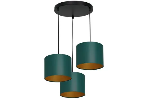 Licht-Erlebnisse Pendelleuchte TELLEGNO, ohne Leuchtmittel, Metall E27 H: max. 110 cm in Schwarz Petrol Gold 3-flammig rund