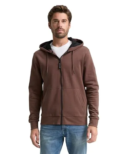 TOM TAILOR Herren Sweatshirt 1043727, Bag Brown, XL - Stylisches Hoodie Sweatjacke für Herren mit Kordelzug und seitlichen Taschen. Ideal für Herbst und Winter, bietet ein weiches Tragegefühl dank aufgerautem Innenfutter. Perfekt für lässige Looks!