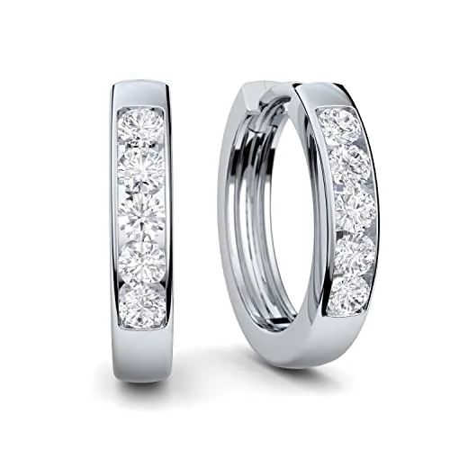 Ohrringe Zirkonia Creolen Silber klein 925 - Elegante Schmuckstücke für Damen - Ohrringe für Damen: Zeitlose Creolen aus rhodiniertem Sterling Silber 925 mit 5 glitzernden Zirkonia, ideal als Geschenk in edlem Etui.