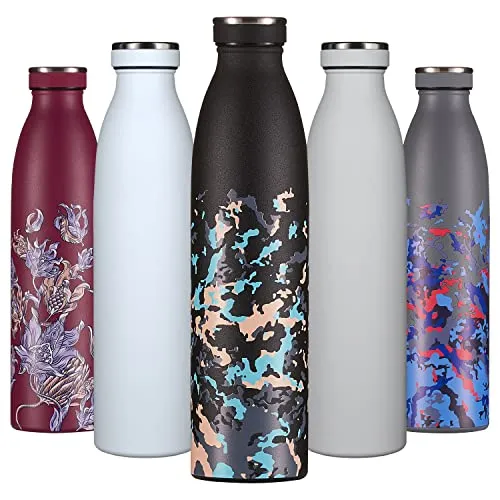 B2DO Trinkflasche Edelstahl 750ml Schwarz Grün | Wiederverwendbare Vakuum Metall Thermoskanne Wasserflasche | Auslaufsichere isolierte Thermosflasche|BPA-freie Isolierflasche für Sport,Office