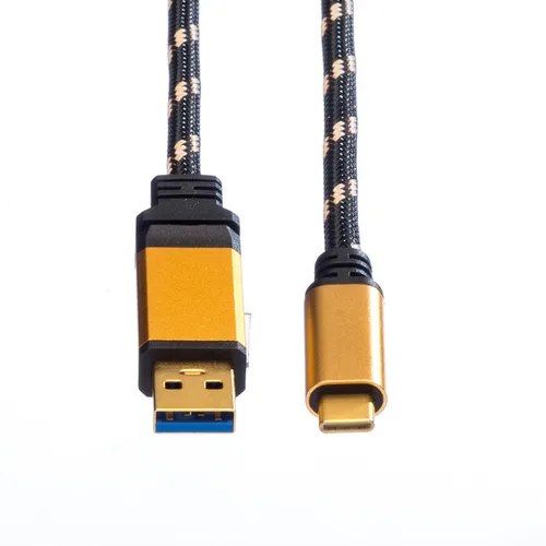 USB 3.2 Gen 1 Kabel Gold, A-C, Stecker/Stecker, 1 m