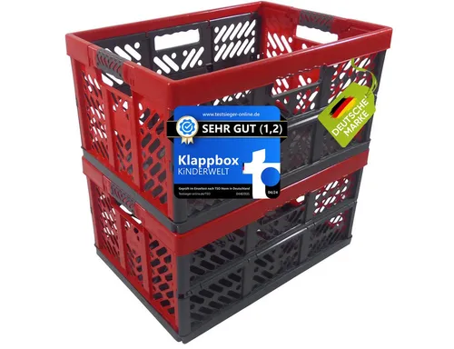 KiNDERWELT Klappbox 2x Faltbox 45 L mit Soft-Touch Griffen - Faltboxen, aus hochwertigem Kunststoff, faltbar und stapelbar, ideal für Ordnung und Stauraum im Kinderzimmer oder Wohnbereich.