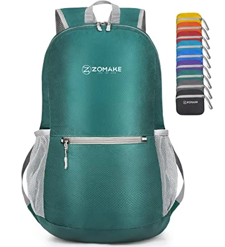 ZOMAKE Ultraleicht Faltbarer Rucksack Packbare Backpacks 20L,Kleiner Faltbar Rucksäcke Wanderrucksack Wasserdicht für Damen Herren Outdoor Wandern(Dunkelgrün)