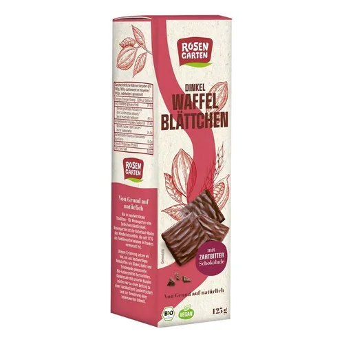 Dinkel Waffelblättchen - Zartbitter 125g | ROSENGARTEN