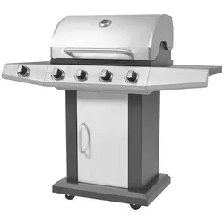 vidaXL Gasgrill 4+1 Flammen Schwarz und Silber von LONGZIMING