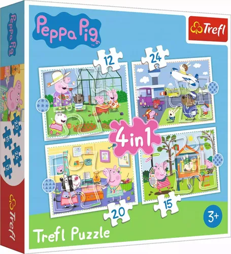Puzzle 4w1. 12, 15, 20, 24 elementy. Świnka Peppa. Wspomnienia z w 5900511343595
