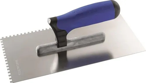 TECWERK Glättekelle  Länge 280 mm Breite 130 mm Zahnung 4x4 rostfrei, m. Buchenh