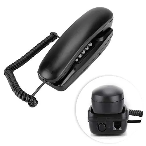 Bewinner Schnurgebundes Telefon,Festnetztelefon ohne Anrufer ID Anzeige,Desktop Wandtelefon für Zuhause,Kompatibel mit Blitzfunktion/Stummschaltung/Wahlwiederholung(Schwarz)