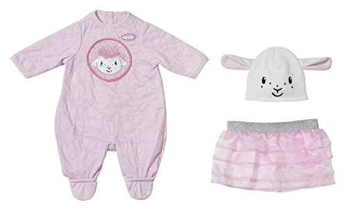 Baby Annabell 703229 Deluxe Glitzer Puppenstrampler mit glitzernden Pailetten und witzigen Öhrchen und Stufenrock, Puppenkleidung 43 cm, 2-teiliges Set