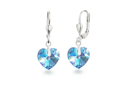 Schöner-SD 925 Silber Ohrringe Herz Kristall in Aquamarin - Elegante Hängeohrringe aus nickelfreiem 925er Silber, mit funkelnden Aquamarin-Kristallen – perfekt für Damen und Mädchen. Hochwertige Materialien sorgen für besten Tragekomfort und Hautverträglichkeit.