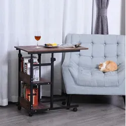 Tisch Aus Holzwerkstoff Und Metall In Braun 80 X 40 X 72-82 Cm Mit Rollen Höhenverstellbar