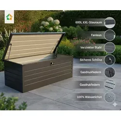 Metall-Aufbewahrungsbox Gartentruhe 600L wetterfest