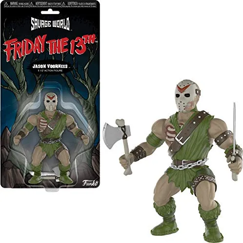 Funko 30439 Savage World Friday The 13th: Jason Action Figure 10cm - Wackelkopffiguren, 10cm große Jason-Figur aus der Savage World-Serie, perfekt für Sammler und Fans von Horrorfilmen.
