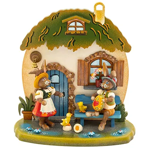 Hubrig Volkskunst 'Hasenhausen' Figuren - Handgefertigte Figuren und Dekoration, ideal für eine liebevolle Osterdekoration und als Geschenk für Sammler.