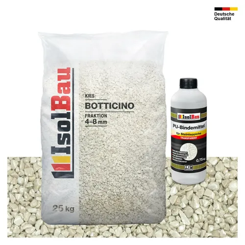 Steinteppich SET Marmorkies 25kg + PU-Bindemittel für 2,5m² Botticino 4/8mm
