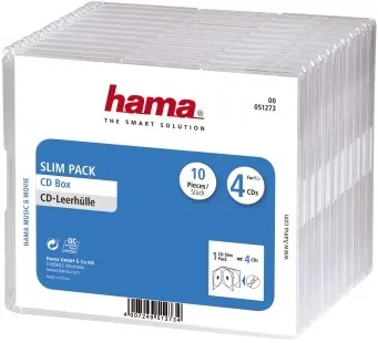 HAMA CD-Leerhülle Slim Pack 4 (10) transparent #51273