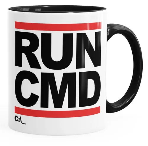 MoonWorks Tasse Kaffee-Tasse RUN CMD Nerd Geek Computer-Freak Tasse mit Innenfarbe, Keramik