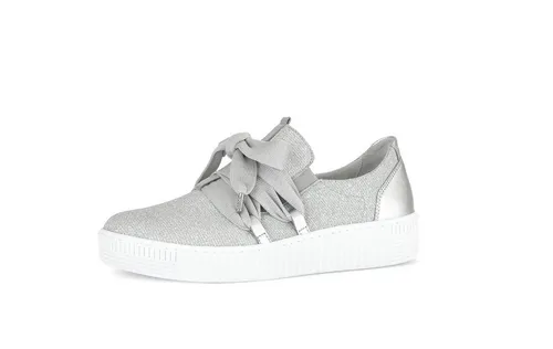 Gabor Damen Sneaker in Silber, Größe 8 - Stylische Damen Sneaker aus Leder/Synthetik in Silber mit Wechselfußbett für optimalen Tragekomfort - ideal für Freizeit und Alltag.