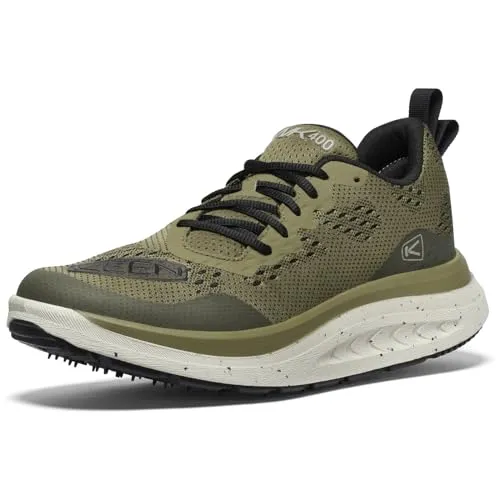 Keen Herren WK400 Textile Martini Olive Black Trainer 43 EU - Wanderschuhe mit atmungsaktivem Mesh-Obermaterial und stabilisierenden TPU-Overlays, ideal für komfortable Wanderungen und Outdoor-Aktivitäten.