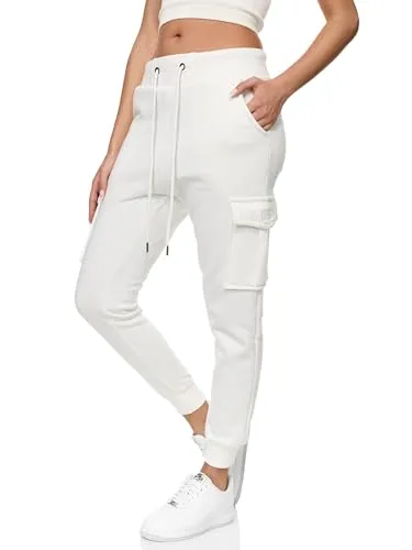 REPUBLIX Damen Cargo Jogginghose Jogger Sporthose Jogging Sweat Pants RD-030 Weiß 3XL