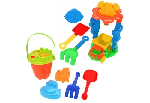 HAC24 Sandform-Set Sandspielzeug Set Sandkasten Spielzeug Strandspielzeug, (12-tlg), Sand Eimer LKW Formen Schaufel Rechen Sieb