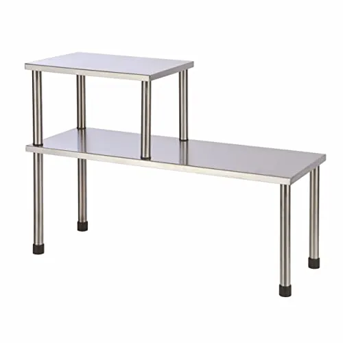 Spetebo Edelstahl Küchenregal für die Arbeitsplatte - 45 x 32 cm - Küchen Organizer mit 2 Etagen - Gewürzregal Standregal Küchengestell klein 2 Ablagen Mini Regal für Küche