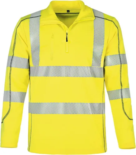 vizwell Funktionsshirt Warnschutz Coolpass-Fleece leuchtorange oder leuchtgelb - Ergonomisches Warnschutzshirt mit reflektierenden Streifen für optimale Sichtbarkeit. Ideal für den professionellen Einsatz, mit komfortablem Stehkragen und praktischem Reißverschluss.