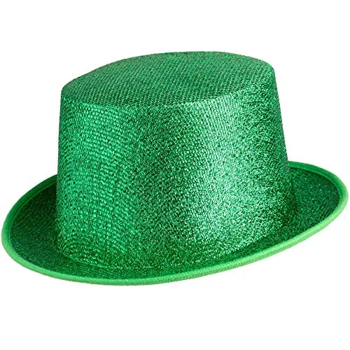 dressforfun 901029 Unisex Glitzer Zylinder Show Hut, nach oben gewölbte Krempe, stabile Form - diverse Farben - (grün | Nr. 304585)