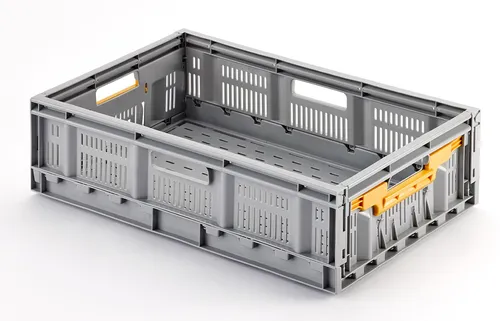 Alutec Klappbox grau inkl. gelbe Verriegelungsgriffe 600x400x220