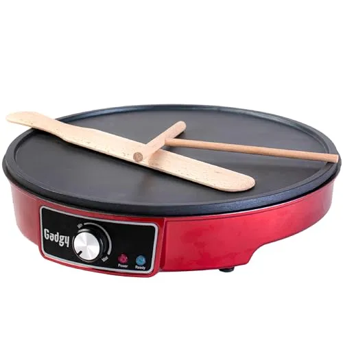 Gadgy Crêpes Maker elektrisch mit 30 cm Platte – Antihaftbeschichtetes Crêpe-Gerät inkl. Teigverteiler & Wender – Ideal für Crêpes, Pfannkuchen, Pancakes, Poffertjes & mehr