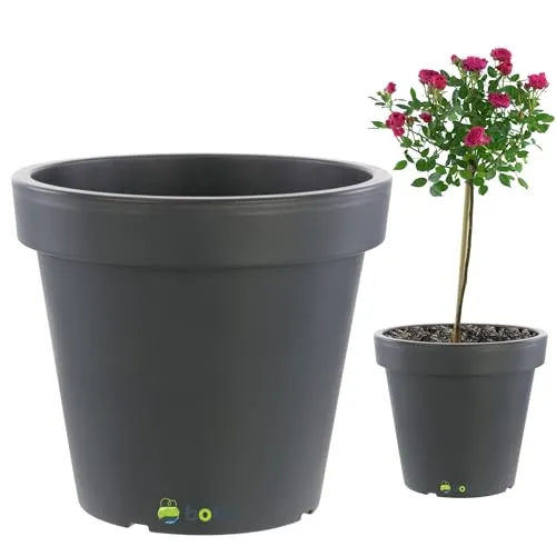 Großartig Blumentopf Übertopf Groß 55 Liter Blumenkübel 58 x 53 cm Anthrazit Rollbasis Transporträder, Wachsende Gartenbäume, ideal für auf einen Stamm aufgepfropfte Pflanzen, Pflanzkübel Kunststoff