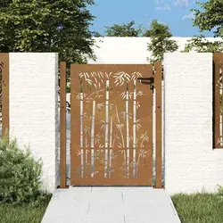 vidaXL Gartentor 105x155 cm - Cortenstahl im Bambus-Design - Elegantes Gartentor aus wetterfestem Cortenstahl mit lasergeschnittenem Design. Ideal für einen stilvollen und sicheren Zugang zu Ihrem Garten oder Terrasse.