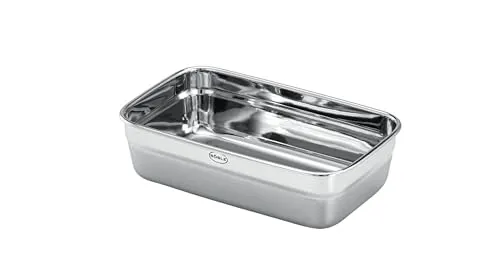 RÖSLE Dose FLEXX 2GO 0,6 L eckig, Lunchbox aus Edelstahl, Mikrowellen- und Backofengeeignet bis 150 °C, spülmaschinengeeignet, silberfarben, Silbern