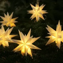LED Lichterkette Batterie 1,35m mit 6 Sternen - Weihnachtsbeleuchtung mit 10 warmweißen LEDs und praktischem 6/18h Timer, ideal für stimmungsvolle Dekoration im Innenbereich.