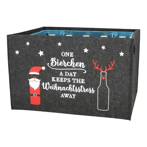 Bock op Kölle Bierkasten Bastelset aus Filz, Grau - Bastelset für Bierkästen mit 24 Aufklebern und einer Banderole. Perfekt für Bierliebhaber in der Adventszeit. Verleiht dem Bier-Ritual einen festlichen Touch und sorgt für tägliche Überraschungen.