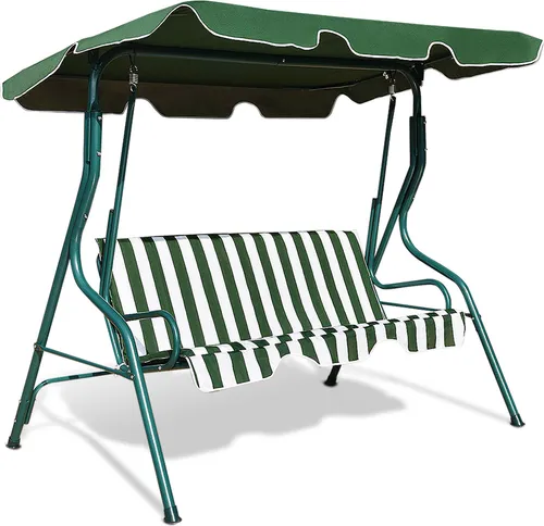 COSTWAY 3-Sitzer Hollywoodschaukel mit Sonnendach - bis 210kg - Hollywoodschaukel für bis zu 3 Personen, mit verstellbarem Sonnendach und 5 cm dicken Polstern für höchsten Komfort. Ideal für Garten und Terrasse, wetterfest und stabil bis 210 kg.
