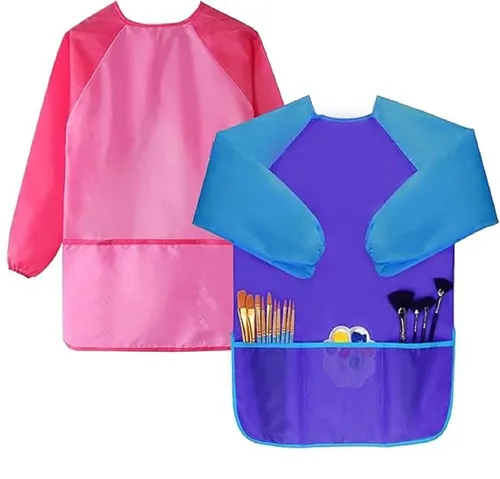Malkittel für Kinder – 2er Set in Blau & Pink, ideal für kreative Aktivitäten