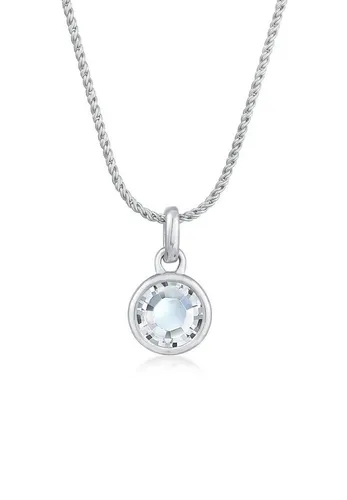 Elli Kette mit Anhänger Solitär Kristall 925 Silber - Ketten mit Anhänger - Elegante Damen Halskette mit strahlendem Solitär Kristall, perfekt für jeden Anlass und betont das Dekolleté.