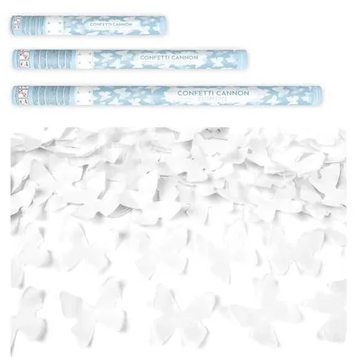Konfetti Kanone weiße Schmetterlinge Hochzeit Standesamt Feier Paar Verliebte