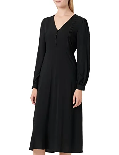 Vila Damen Vipaya L/S Midi Dress, Schwarz, 36 EU - Freizeitkleid für Damen aus 100% Viskosefaser, leicht und bequem für jeden Anlass.