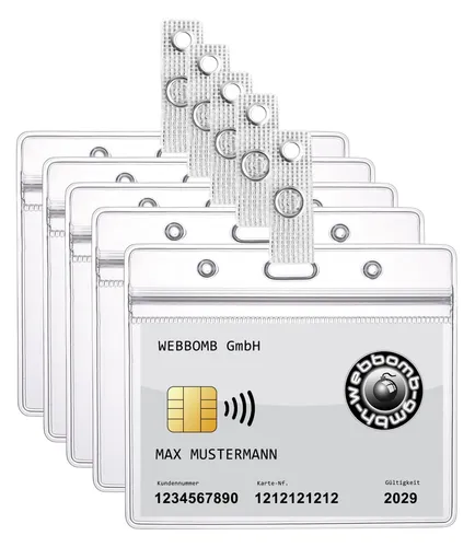 5x Ausweishülle ZIP Kartenhalter wasserdicht + CLIP Ausweis Karten Schutzhülle