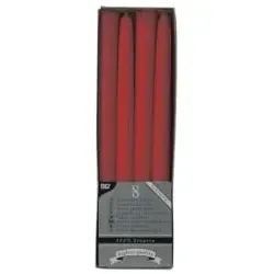 Papstar Leuchterkerzen aus 100 % Stearin 17941 , 1 Packung = 8 Stück, rot