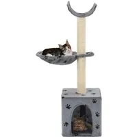 vidaXL Katzen-Kratzbaum 105 cm mit Sisal-Säulen und Pfoten-Aufdruck - Kratzbaum für Katzen, ideal zum Krallen schärfen, klettern und entspannen. Mit stabilen Sisalsäulen und gemütlichen Versteckmöglichkeiten für mehr Bewegung und Komfort.