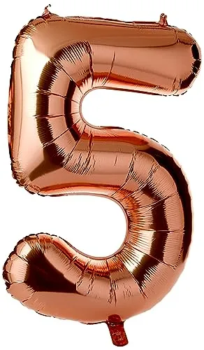 Riesenzahl 5 Luftballon - 86 cm - Roségold