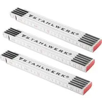 STAHLWERK Zollstock 3er Set 2 Meter - Präziser Holz-Gliedermaßstab - Messgeräte für Hand- und Heimwerker, bruchfest und mit gut ablesbaren metrischen Ziffern für exaktes Messen in jedem Projekt.