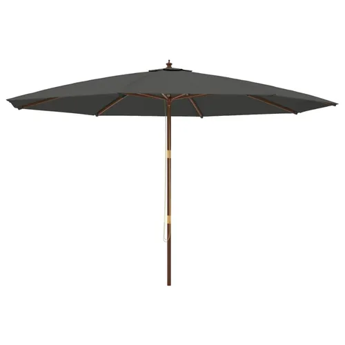 vidaXL Sonnenschirm mit Holzmast Anthrazit 400x273 cm - Sonnenschirm in Anthrazit, 400x273 cm, aus UV-beständigem Polyester mit stabilem Hartholz-Mast. Ideal für den Garten, schützt vor UV-Strahlen und sorgt für angenehme Belüftung.