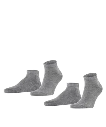 FALKE Herren Sneakersocken Happy Double Pack M Sn Baumwolle kurz einfarbig 2 Paar, Grau Light Grey Melange 3390, 39-42