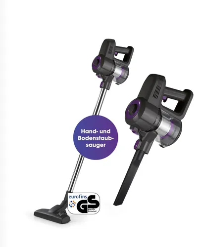 CLEANmaxx Akku-Zyklon-Staubsauger 22,2V grau/lila - Bodenstaubsauger mit kabelloser Flexibilität für müheloses Saugen überall. Ideal für schnelle Reinigung von Schmutz und Krümeln im ganzen Zuhause.