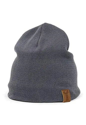 ELKLINE Strickmütze mit Elch-Logo Baumwolle, Farbe:anthrazit