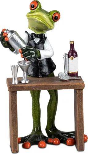 Dekofigur Froschmann als Barkeeper hellgrün Formano Froschhausen